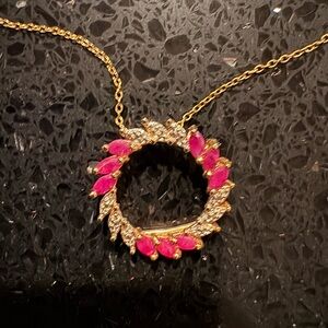 Ruby/white topaz, 18in, unworn